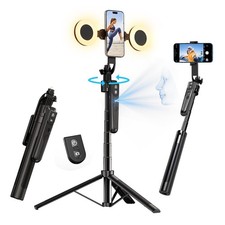 70.9" Auto Tracking Selfie Stick Tripod for iPhone with Light, No App, 360  R...