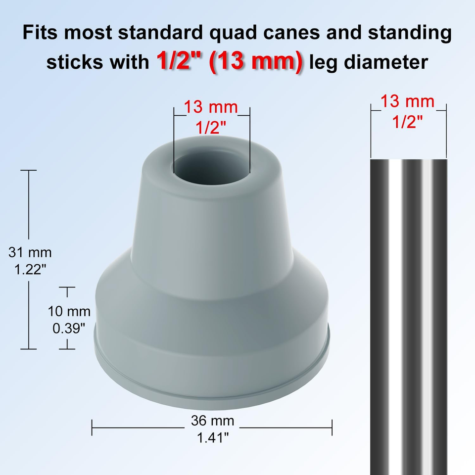 Quad Cane Tips (4-Pack) - Heavy Duty Rubber Cane Tip - Non-Slip Extreme ...
