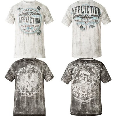 Affliction American Customs AC Fire Trail Y2K Reversible Live Fast T-Shirt S-XL
