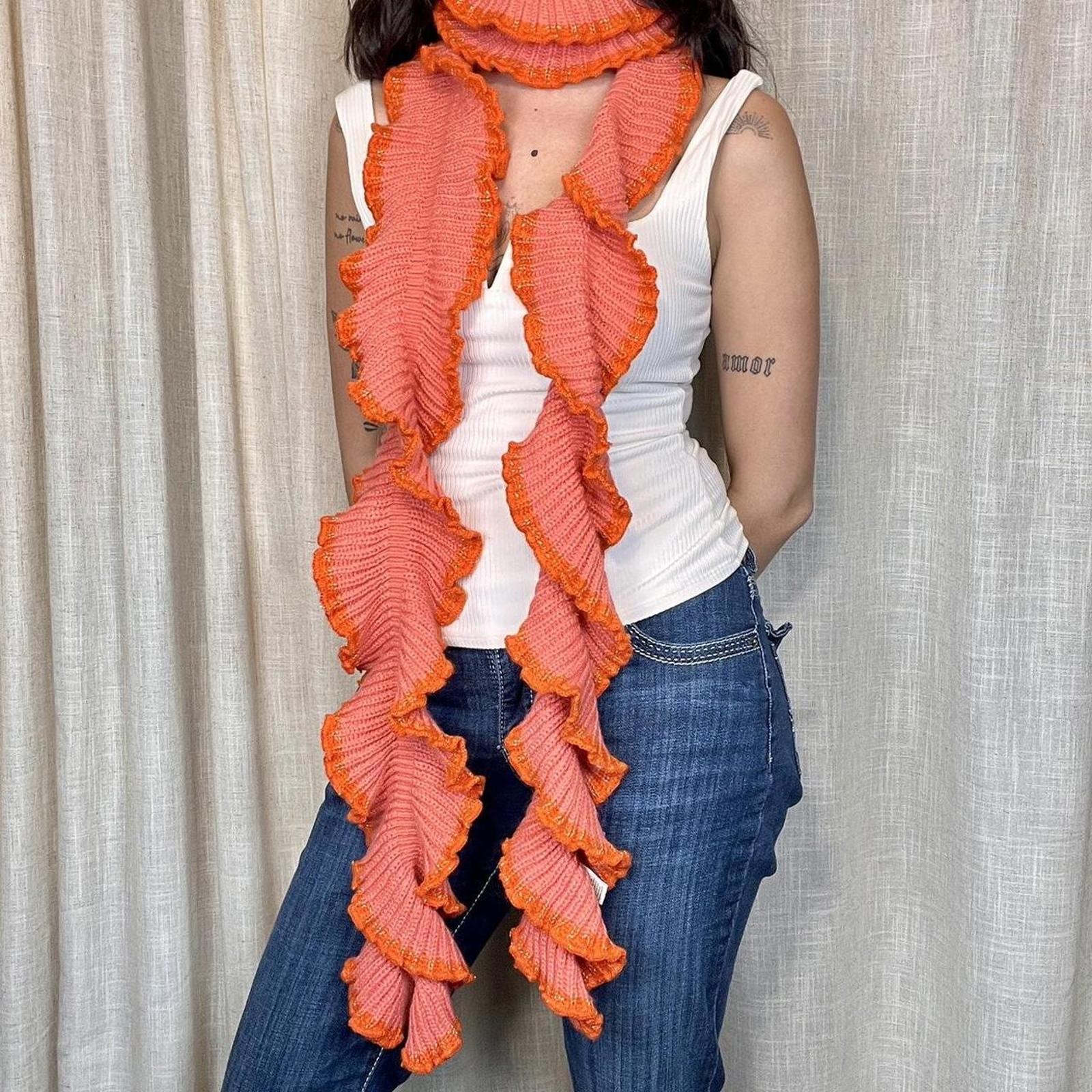 Ruffled Knit Statement Scarf - image 1