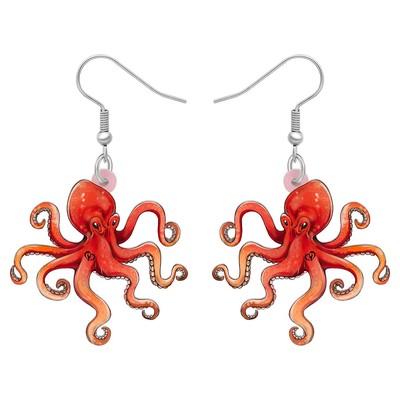Acrylic Cute Cartoon Octopus Earrings Squid Dangle Sea Life Jewelry Gifts for Wo