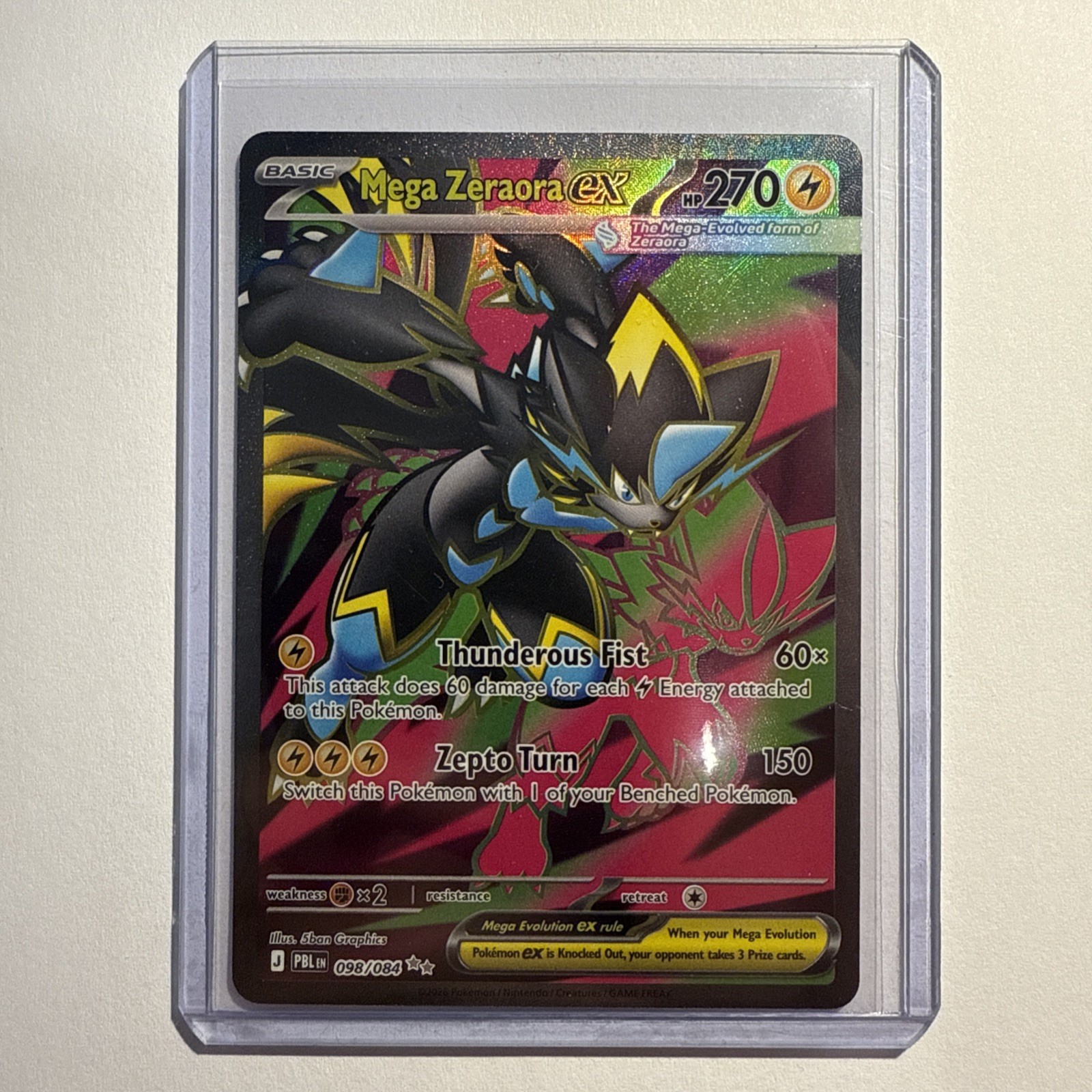 Mega Zeraora ex 098/084 Ultra Rare Pitch Black Pokemon Holo Near Mint