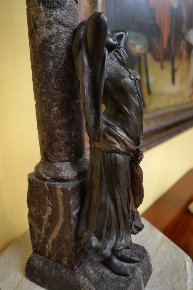 Statua in bronzo stile Liberty fanciulla XX secolo - Immagine 3 di 4