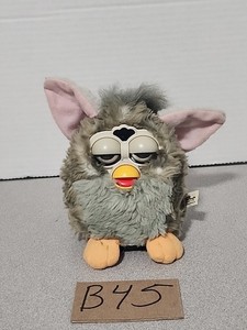 1998 Furby Tiger Electronics Grey/White W/ Tag Broken For Parts/Repair