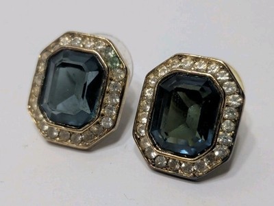  Feiner Schmuck Deltan Sterling achteckiger Saphir Ohrring Set Jackie Kennedy blau