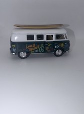 5" Kinsmart 1962 Volkswagen Bus w/Decal 1:32 Diecast Love Peace Green Pull Go