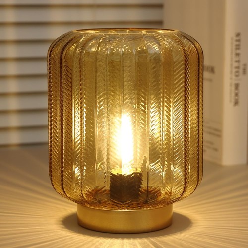 Modern Battery Operated Table Lamp Glass LED with Decorative Finish