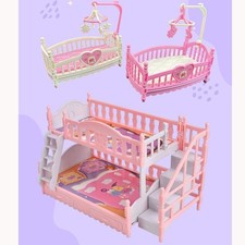 Cute Dollhouse Miniature Furniture Cradle DIY Bedroom Accessories Children