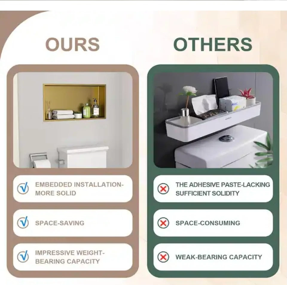 LORDEAR 24 in. W x 3,94 pulgadas. H x 12 pulgadas. Nicho de ducha de estante individual D en dorado Foto 3 de 4