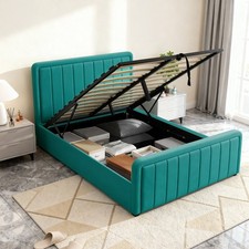 Image of Brushed Velvet Fabric Ottoman Bed Frame 3ft Single 4ft6 Double 5ft Kingsize