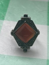 Sterling Silver Ring With Carnelian And Maracasite Accents Size 4