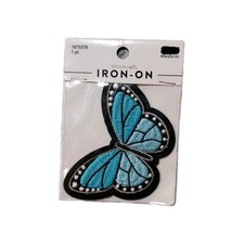 blue butterfly iron-on patch