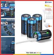 C Size Rechargeable Batteries 4 Pack 5500mWh 1.5V USB Lithium with Battery Case