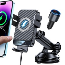 Wireless Car Charger 15W Fast Charging Dash Windshield Vent Car Mount