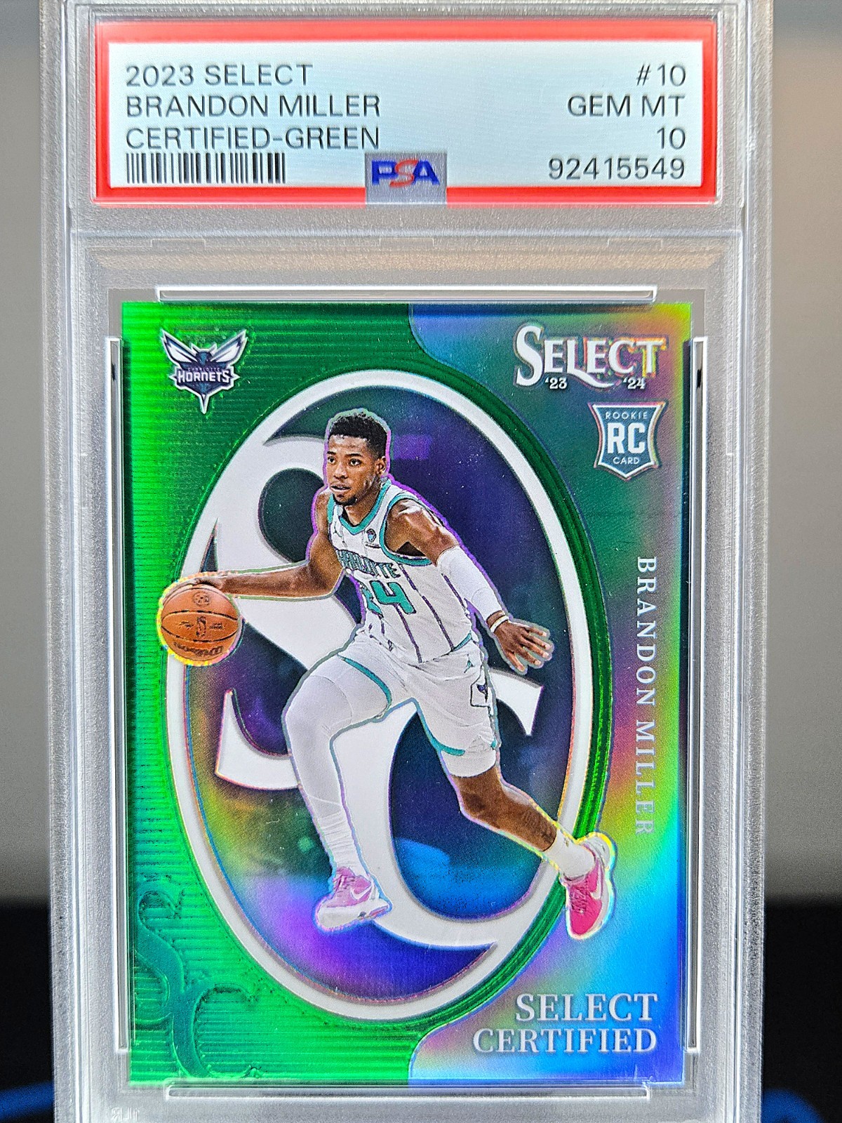 2023 Brandon Miller Select Certified Green Prizm #10 PSA 10 Rookie Hornets