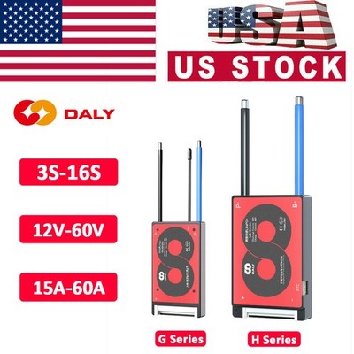 Daly BMS 3-16S 12V-60V 15A-60A Li-ion LiFePo4 Common Port w/Balance+NTC US Stock