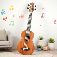 30-Inch Electric Bass Ukulele Set - EQ, Mahogany Body  Natural Finish