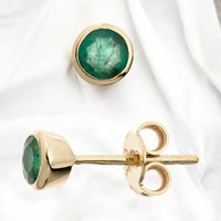 Ohrstecker Rund 333 Gold Gelbgold 2 Smaragde GrüN Ohrringe Goldohrstecker