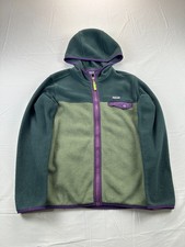 Patagonia Synchilla Fleece Hooded Large Youth Jacket Green Full Zip Sweater