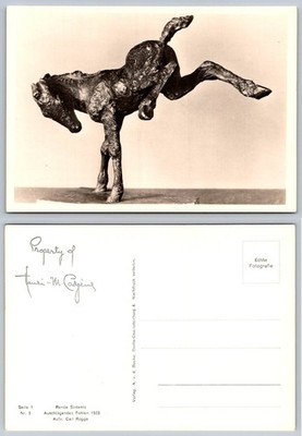 Renée Sintenis Kicking Foal 1923 Sculpture Postcard Real Photo Carl Rogge