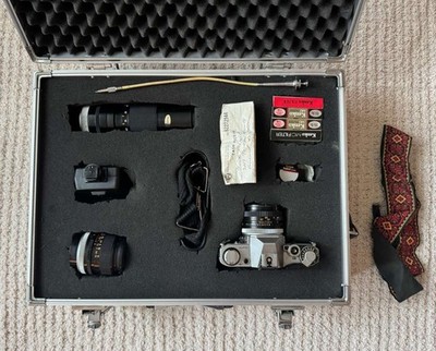 Canon AE-1 35mm Film SLR Lot FD 24MM/50MM 100-200mm Speedlite 155A Winder A Case