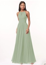 Azazie Bridesmaid Dress - Bonnie, Chiffon, Dusty Sage, A8