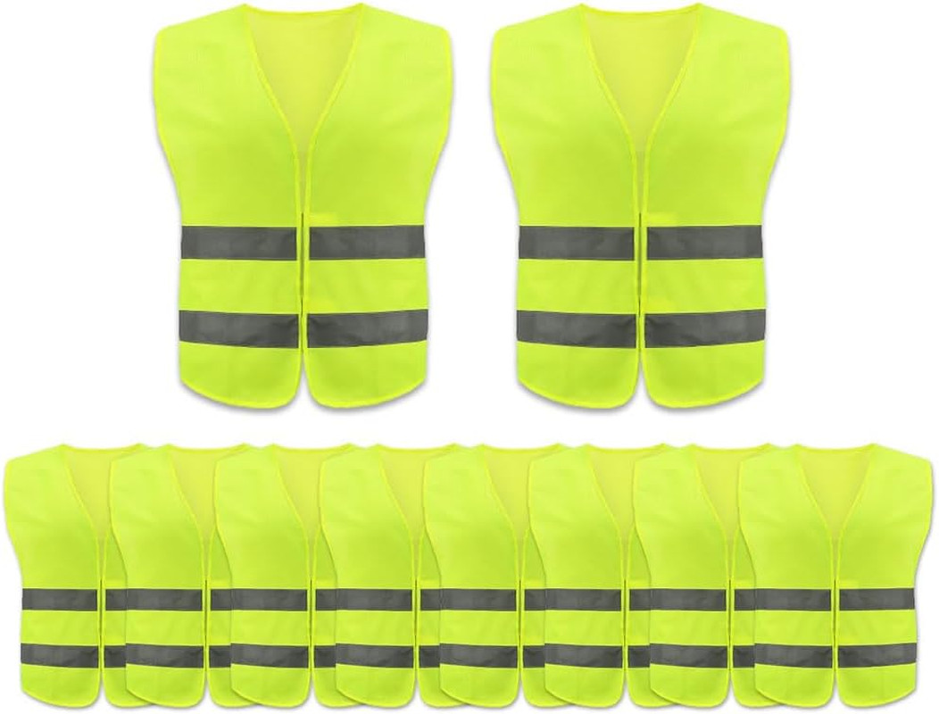 10 Pezzi Giubbotto Di Sicurezza Giallo Riflettente Lavoro e Emergenza