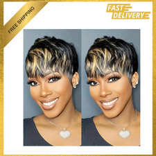 Short Pixie Cut Human Hair Wig Glueless Brazilian Virgin Layered Wig for Black