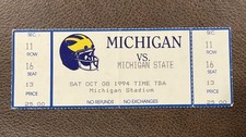 1994 Michigan Michigan State College Football Ticket Stub 10/8/94 Rare Full