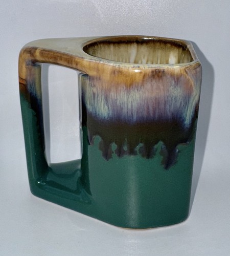 Rodolfo Padilla Tropfglasur Stapel Kaffeebecher grün blau lila beige signiert - Bild 3 von 8