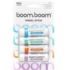 BoomBoom Nasal Inhaler Stick Energy Boost Focus Aromatherapy Essential Oil-4 PCS
