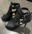 Brash Women's Black High Heel Open Toe Strappy Platform Size 8 EUC — photo 2