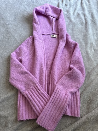 Girls SO Front Zip Up Sweater Size Large 14 EUC Pink - Picture 1 of 4