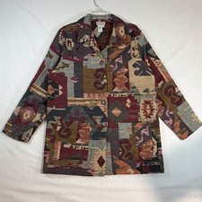 Coldwater Creek MD Aztec Tapestry Jacket Southwestern Art-to-Wear Western Boho