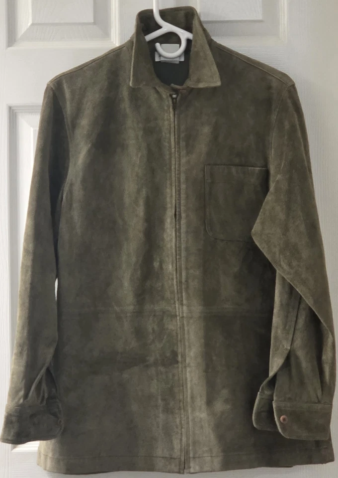 Jones York Sport Y2K Suede Zip Jacket – 100% Leather, Trendy Moss Green, Medium - Image 2 of 4
