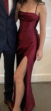 Women’s Size Small Formal Event Gown Wine Red Maxi Dress Lace Up Back Sleeveless
