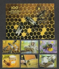 BEES  AND BEEKEEPING JERSEY SET AND MIN SHEET MNH INSECTS NATURE