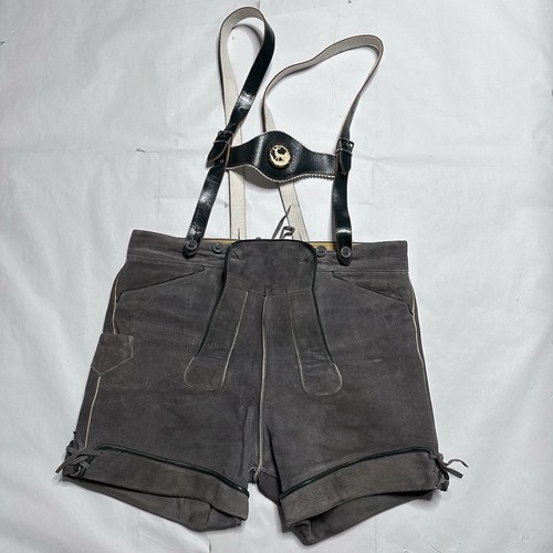 Vintage Lederhosen Suede Leather German Bavarian Genuine Adult Measurements
