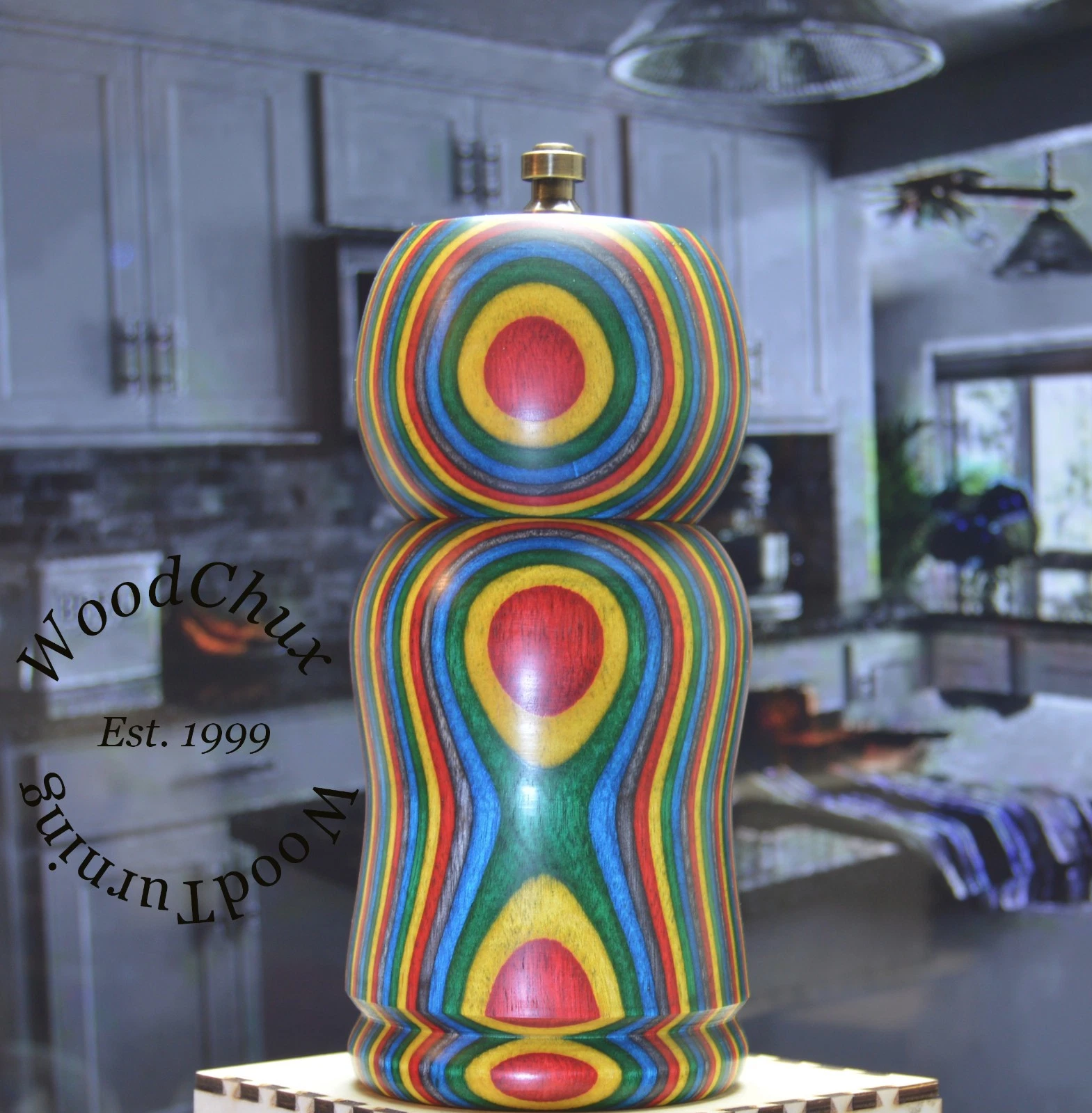 Pepper Mill Grinder Peppermill & Salt Shaker Colorgrain Wood Handmade 942a