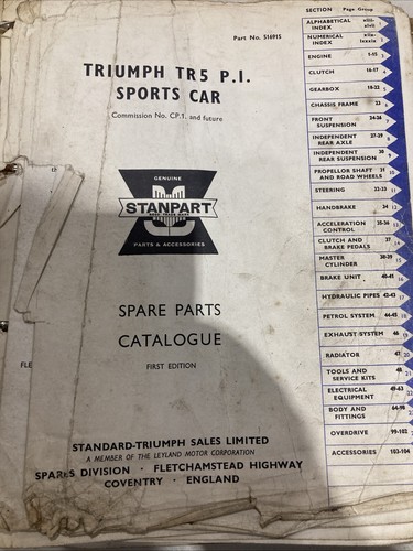 TRIUMPH TR5 PI FACTORY ISSUE ILLUSTRATED SPARE PARTS CATALOGUE - Picture 2 of 7