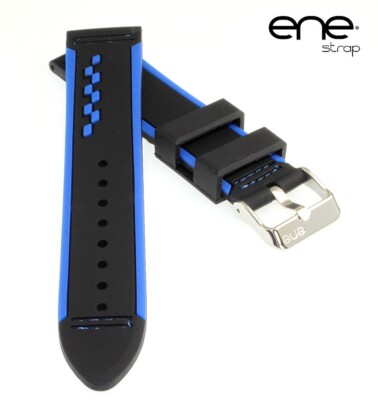 Premium ene strap Silikon Uhrenarmband Modell Surfer schwarz-blau 20 mm