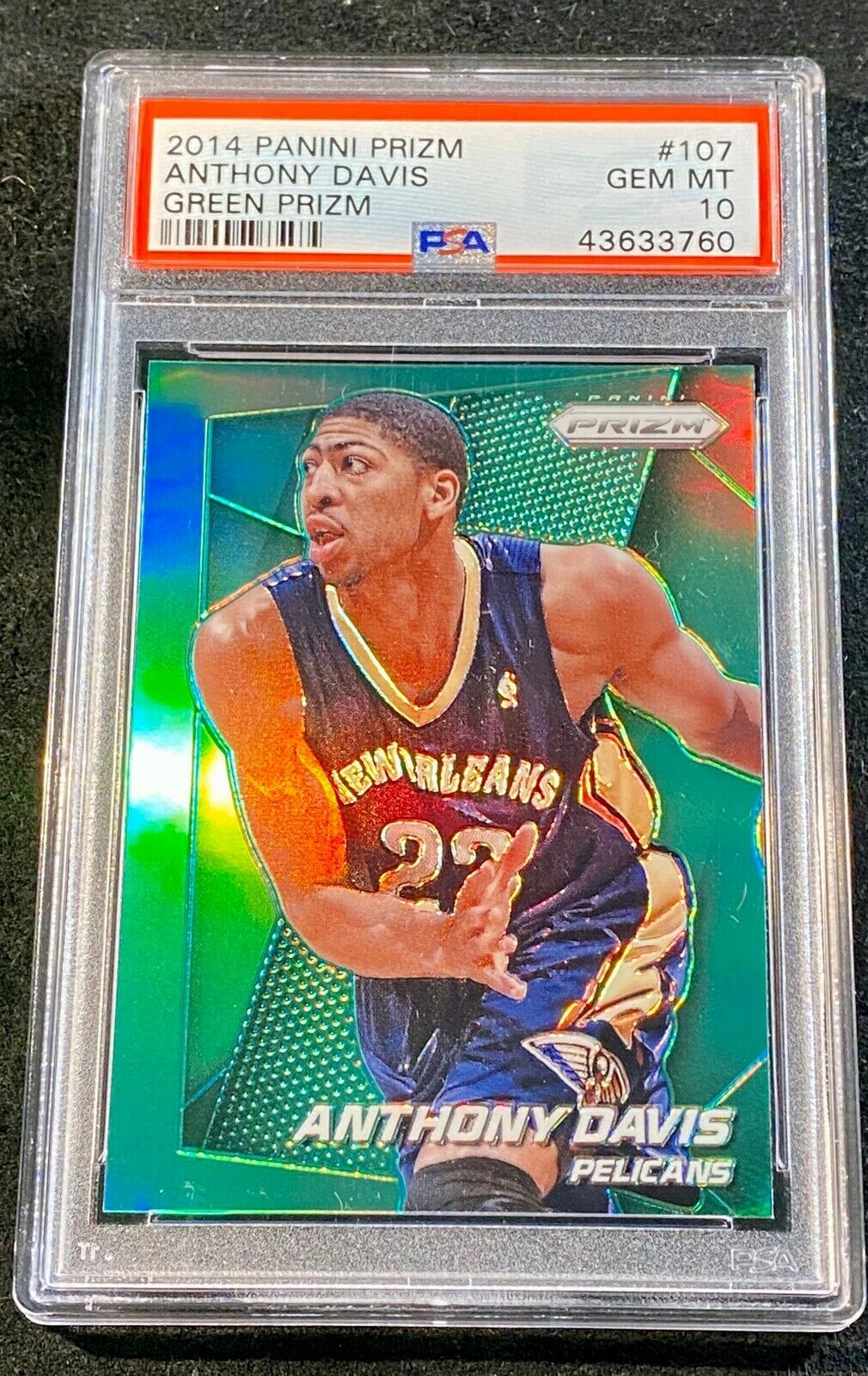 2014-15 PANINI PRIZM ANTHONY DAVIS GREEN PRIZM, PSA 10 - POP 7!!! LA LAKERS