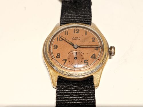 VINTAGE SELTENE FRANKREICH WW2 MILITÄR VERCHROMTE MECHANISCHE HERRENUHR "JUDEX" ETANCHE - Bild 5 von 15