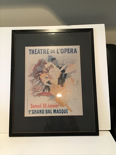 Vintage Theatre de L' Opera 1st Grand Bal Masque Glass Frame Poster / Art Piece - Picture 11 of 12