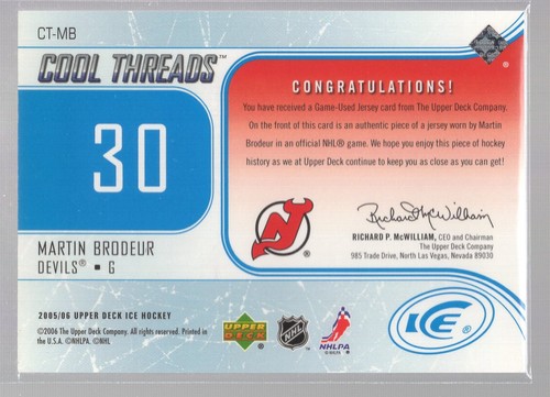 * 2005-06 Upper Deck Ice - Cool Threads #CT-MB - MARTIN BRODEUR (g) - Picture 2 of 2