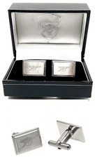 Image of ARSENAL FC CANNON CREST ENGRAVED STAINLESS STEEL MENS SHIRT CUFFLINKS GIFT