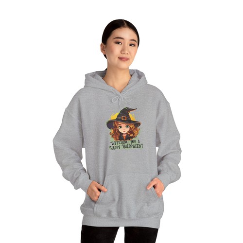 Witching You a Happy Halloween Adult Unisex Hooded Sweatshirt, Pop Sports Hoodie - Picture 5 of 25