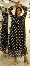 SALE! Black Polka Dot Dress 100%Silk Italy ONE S/Z US 8/16