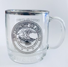 Department of Justice Silver Rimmed Glass Mug...