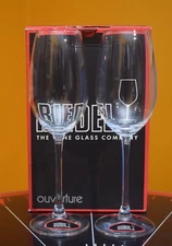 NEW IN BOX 2 REIDEL CRYSTAL GERMANY OVERTURE CHAMPAGNE GLASS STEM  8-5/8" #1